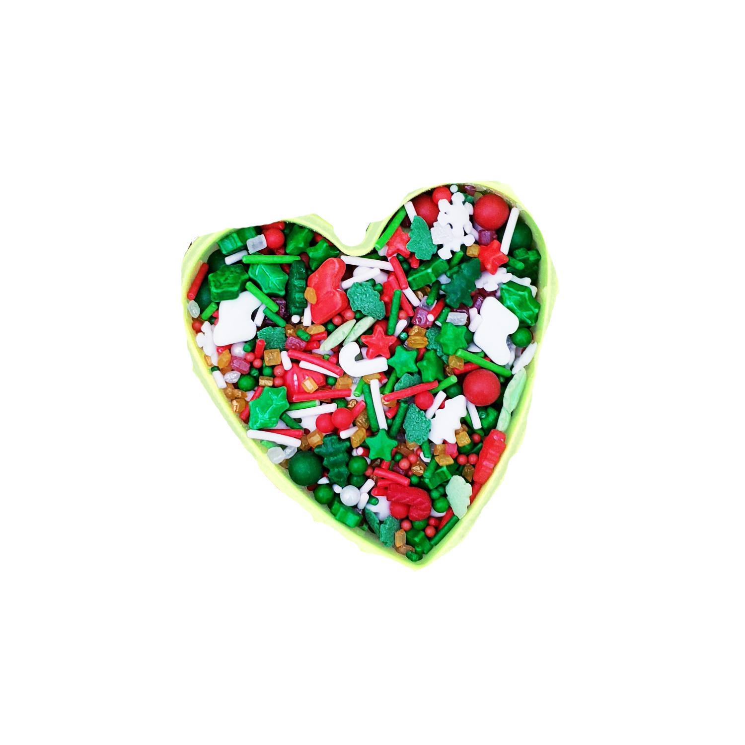 CHRISTMAS GREEN STARS PEARL MIX SPRINKLES, MULTICOLOURED SPRINKLES 15GMS