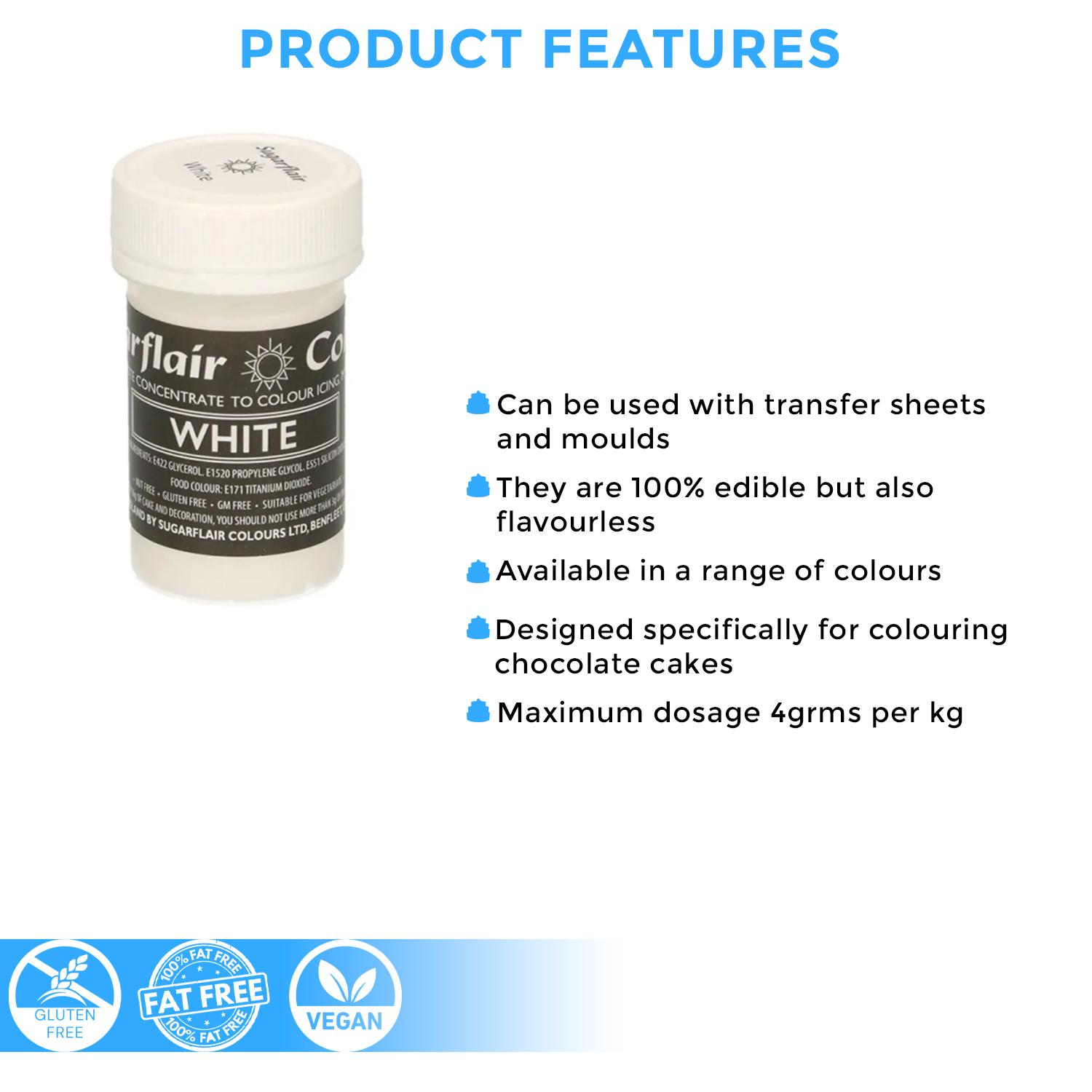 SUGARFLAIR COLOURS PASTEL PASTE WHITE 25GMS