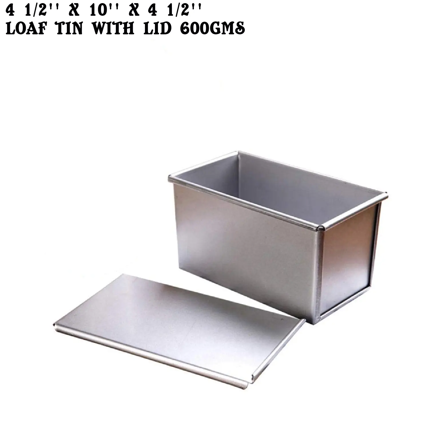 4 1/2'' X 10'' X 4 1/2'' LOAF HANDCRAFTED JUAKALI ALUMINIUM CAKE BAKING PAN TIN WITH LID 600GMS